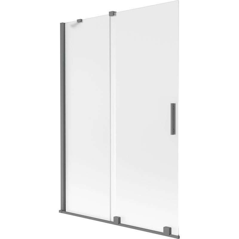 Mexen Velar 2-szárnyú, tolható fürdőszobai paraván 120 x 150 cm, fagyos, gun metal - 896-120-000-31-95