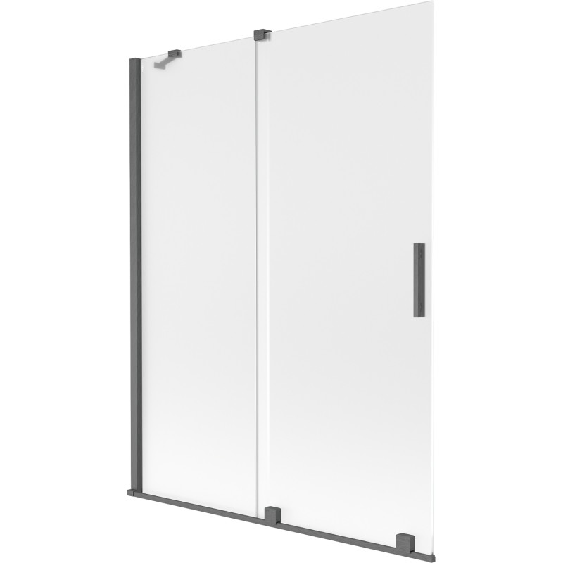 Mexen Velar kétszárnyú, toló kádkabin, 130 x 150 cm, homályos, kefélt gun gray - 896-130-000-31-66