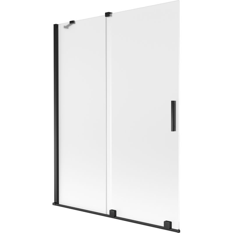 Mexen Velar kádparaván, 2-szárnyas, toló, 130 x 150 cm, fagyott, fekete - 896-130-000-31-70