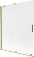 Mexen Velar 2-paneles, tolóajtós kádparaván 140 x 150 cm, homályos, arany kefe - 896-140-000-31-55