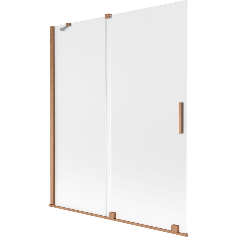 Mexen Velar 2-szárnyú tolható kádparaván 140 x 150 cm, zúzmarás, kefe hatású réz - 896-140-000-31-65