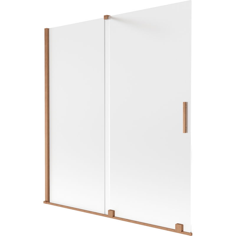 Paravan de baie Mexen Velar, culisant cu 2 aripi, 150 x 150 cm, geam mat, cupru periat - 896-150-000-31-65