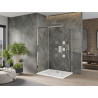 Mexen Omega 100 x 90 cm-es tolóajtós zuhanykabin, átlátszó, króm + Flat zuhanytálca - 825-100-090-01-00-4010