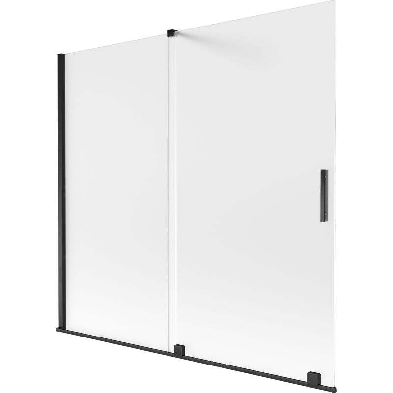 Mexen Velar kétszárnyú, toló fürdőszobai paraván, 170x150 cm, zúzmarás, fekete - 896-170-000-31-70