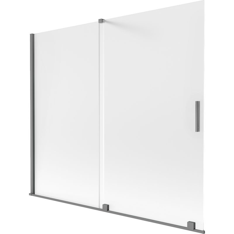 Mexen Velar 2-szárnyú, 180 x 150 cm-es, eltolható kádparavan, jégvirág, sötétfém - 896-180-000-31-95