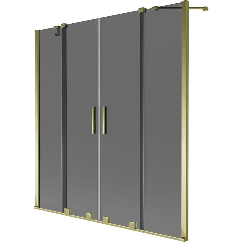 Mexen Velar Duo fürdőkádparaván, 2-szárnyú tolóajtós, 150 x 150 cm, grafit, arany - 896-150-000-42-50