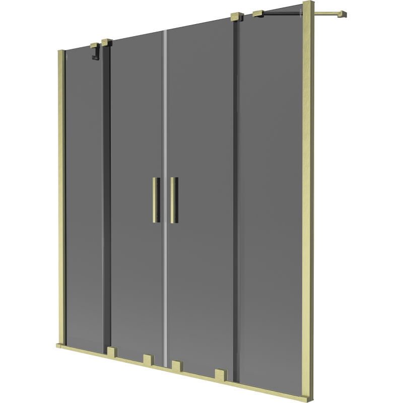 Mexen Velar Duo kádparaván 2-szárnyú toló 150 x 150 cm, grafit, arany kefe - 896-150-000-42-55