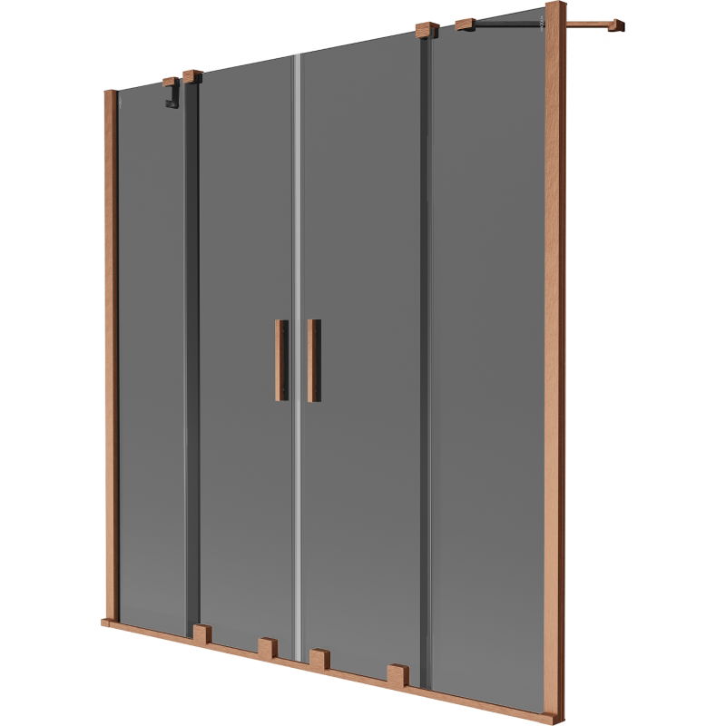 Paravan cadă Mexen Velar Duo cu 2 uși glisante 150 x 150 cm, grafit, cupru periat - 896-150-000-42-65