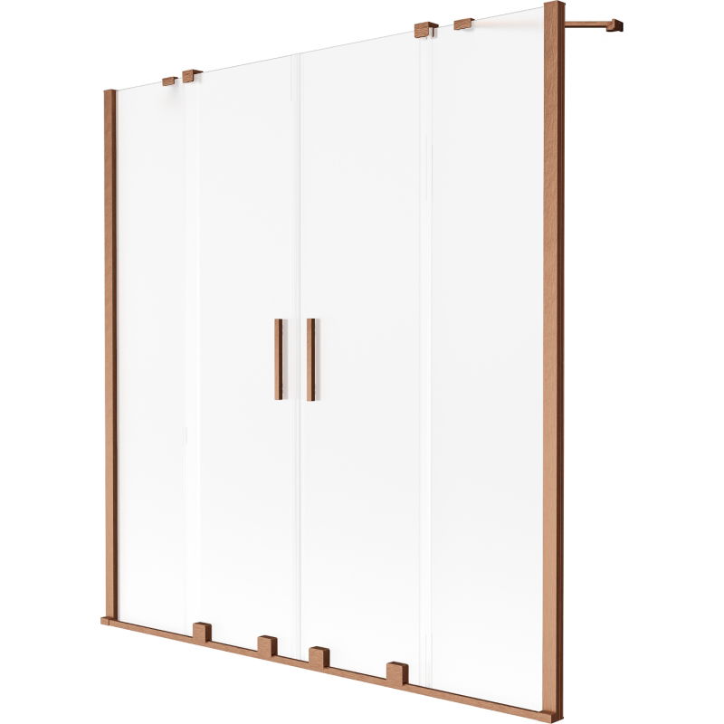Mexen Velar Duo kétszárnyú, toló fürdőkád paraván 150 x 150 cm, fagyos, kefélt réz - 896-150-000-32-65