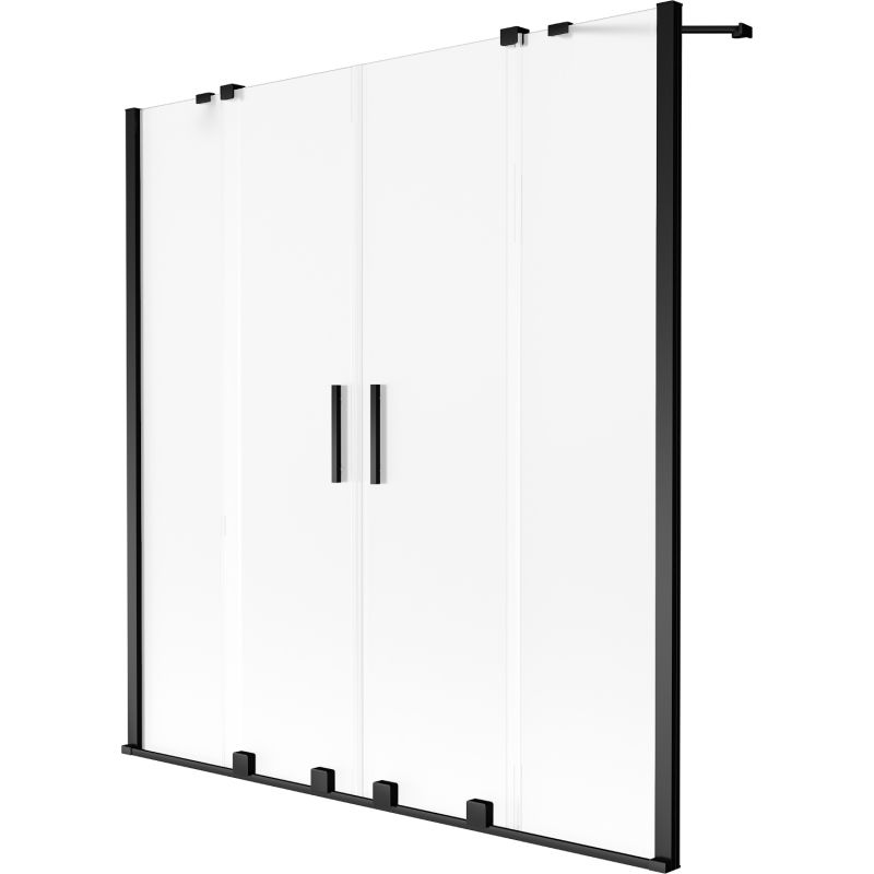 Mexen Velar Duo 2-szárnyú eltolható fürdőkádparaván 150 x 150 cm, deres, fekete - 896-150-000-32-70