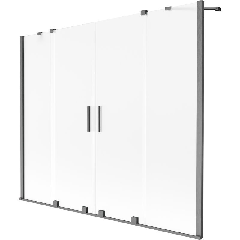Mexen Velar Duo paravan cadă cu 2 aripi culisante 180 x 150 cm, mat, gri armă periat - 896-180-000-32-66