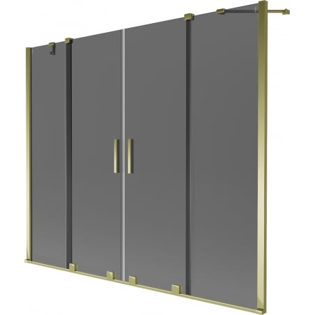 Paravan cadă Mexen Velar Duo, 2 canaturi glisante 180 x 150 cm, grafit, auriu - 896-180-000-42-50