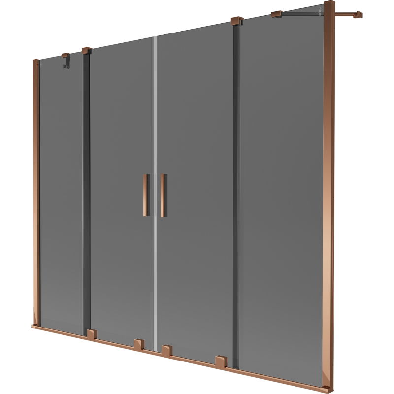 Mexen Velar Duo 2-szárnyú fürdőkád paraván, tolóajtós, 180 x 150 cm, grafit, rózsaarany - 896-180-000-42-60