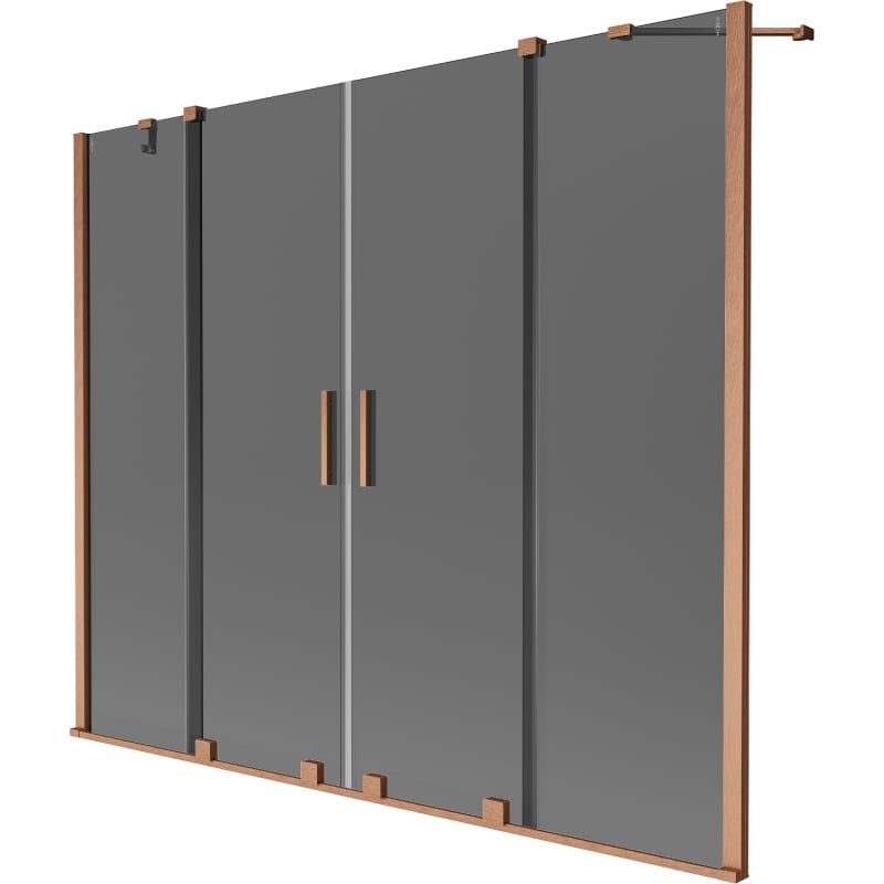 Mexen Velar Duo paravan de cadă cu 2 aripi glisant 180 x 150 cm, grafit, cupru periat - 896-180-000-42-65
