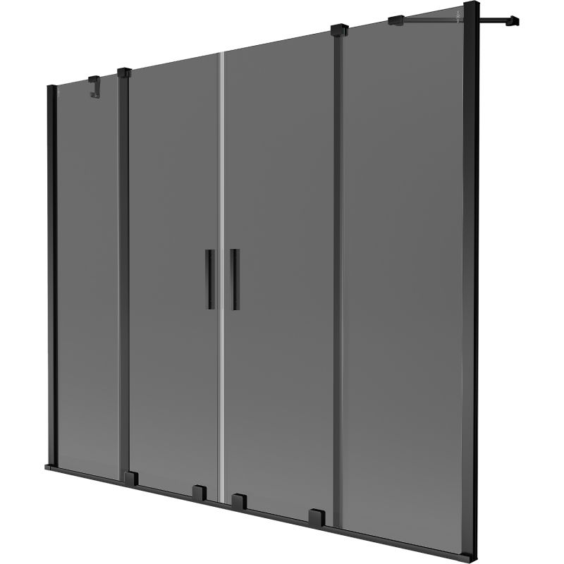 Mexen Velar Duo 2-szárnyú, kihúzható fürdőkád paraván 180 x 150 cm, grafit, fekete - 896-180-000-42-70