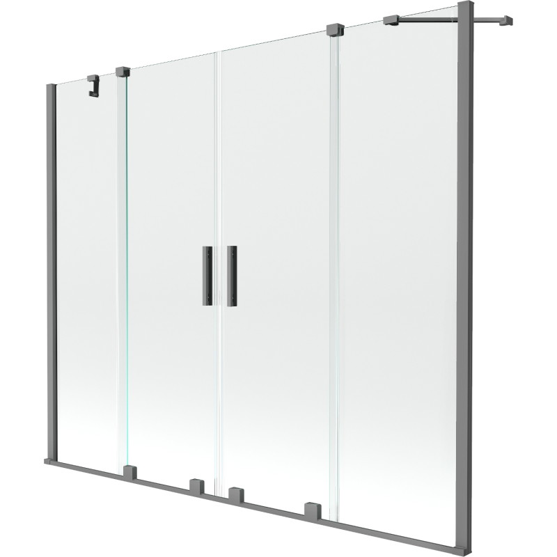 Mexen Velar Duo paravan de baie cu 2 aripi glisant 180 x 150 cm, transparent, gun metal - 896-180-000-02-95