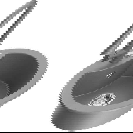 Mexen Diego chiuvetă de bucătărie din granit cu o cuvă și baterie Elia, gri - 6512-71-670101-71