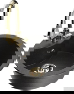 Mexen Diego 1 medencés gránit mosogató Elia konyhai csappal, fekete pöttyös - 6512-76-670101-50