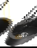 Mexen Diego chiuvetă de bucătărie din granit cu 1 compartiment și baterie Elia, negru cu pete - 6512-76-670101-50