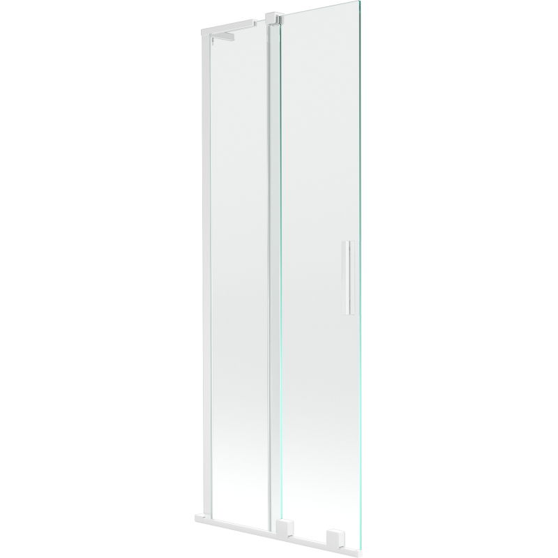 Mexen Velar L paravan pentru cadă, culisant cu 2 aripi 75 x 150 cm, transparent, alb - 896-075-003-01-20
