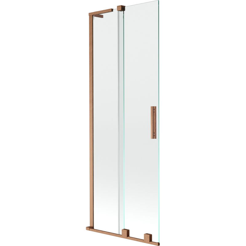 Mexen Velar L perete de cadă cu 2 uși glisante 75 x 150 cm, transparent, cupru periat - 896-075-003-01-65