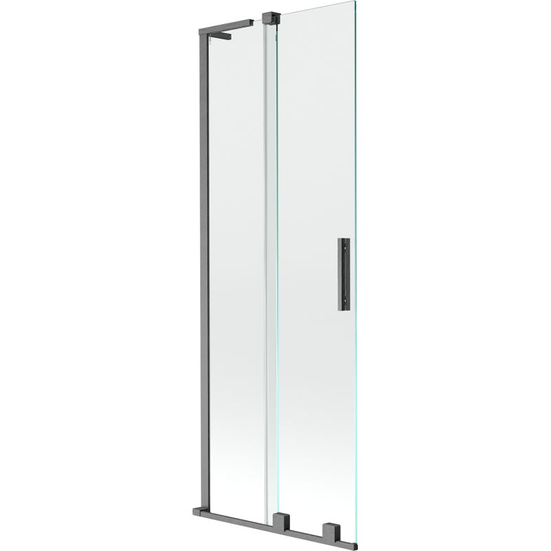 Mexen Velar L paravan cadă cu 2 uşi glisante 75 x 150 cm, transparent, gri armă periat - 896-075-003-01-66