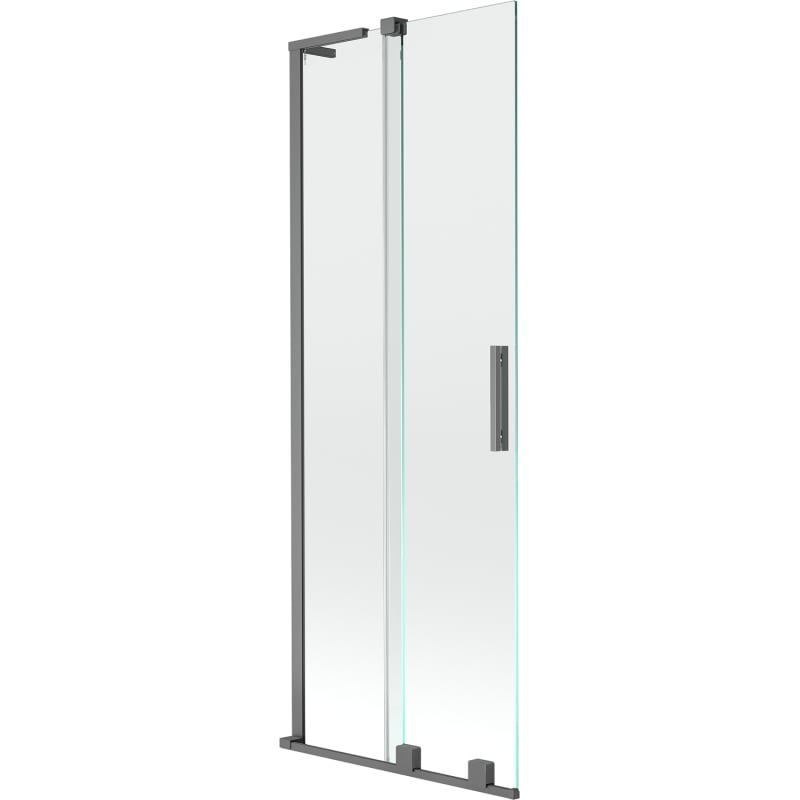 Mexen Velar L 2 szárnyú, toló kádparaván 75 x 150 cm, áttetsző, gun metal - 896-075-003-01-95