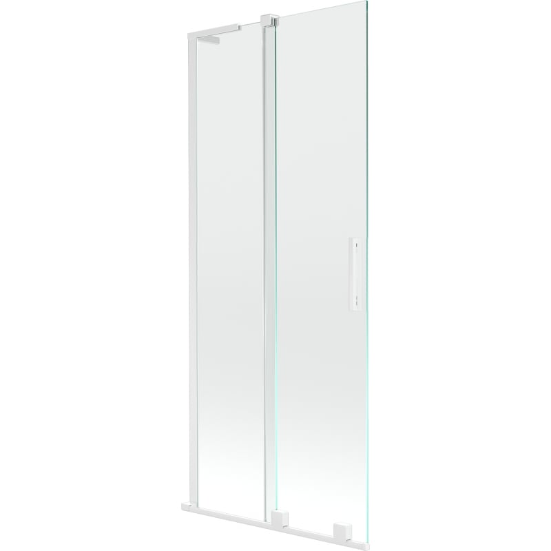 Mexen Velar L kétpaneles kádparaván, 85 x 150 cm, tolóajtós, átlátszó, fehér - 896-085-003-01-20