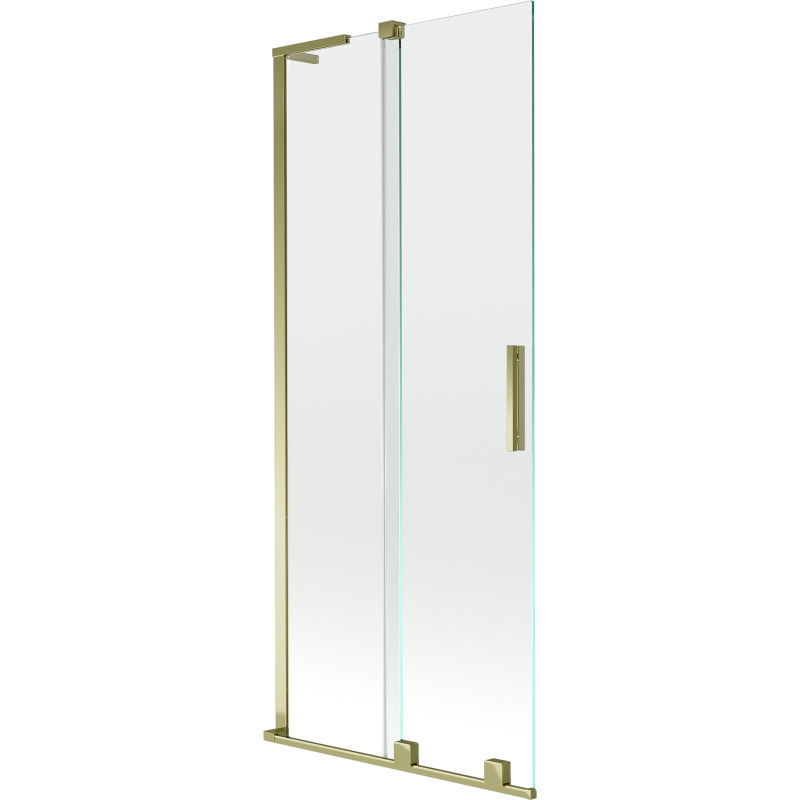 Paravan de baie Mexen Velar L, batant, culisant, 2 aripi, 85 x 150 cm, transparent, auriu - 896-085-003-01-50