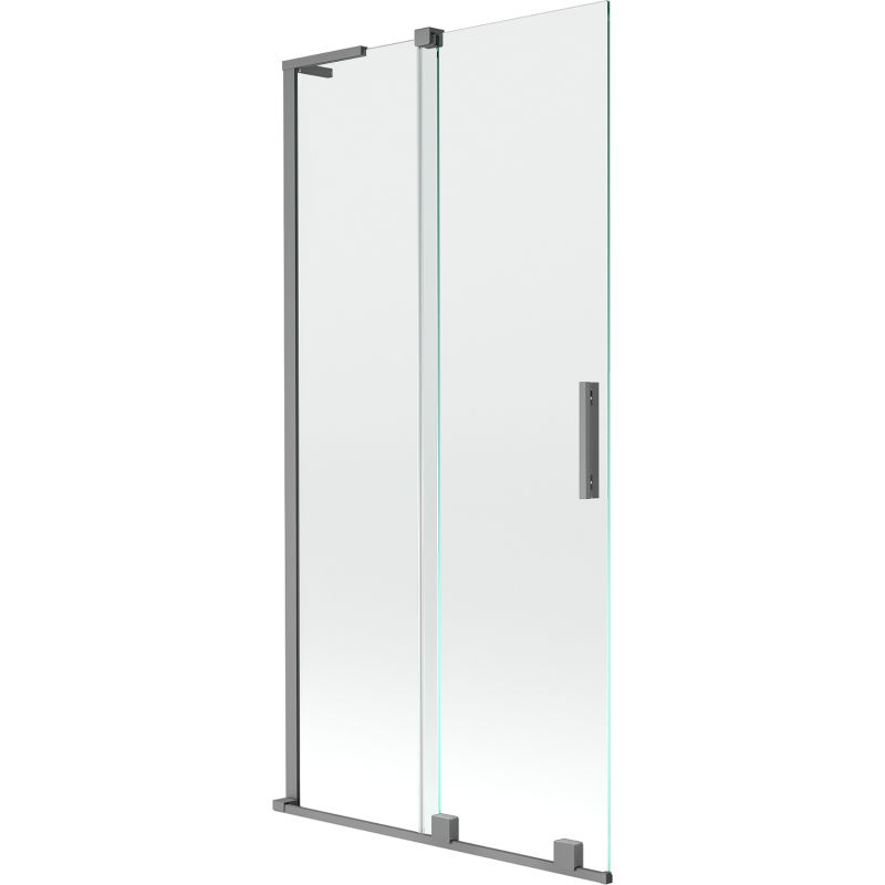 Mexen Velar L 2-részes tolóajtós kádparaván 90 x 150 cm, átlátszó, gun metal - 896-090-003-01-95