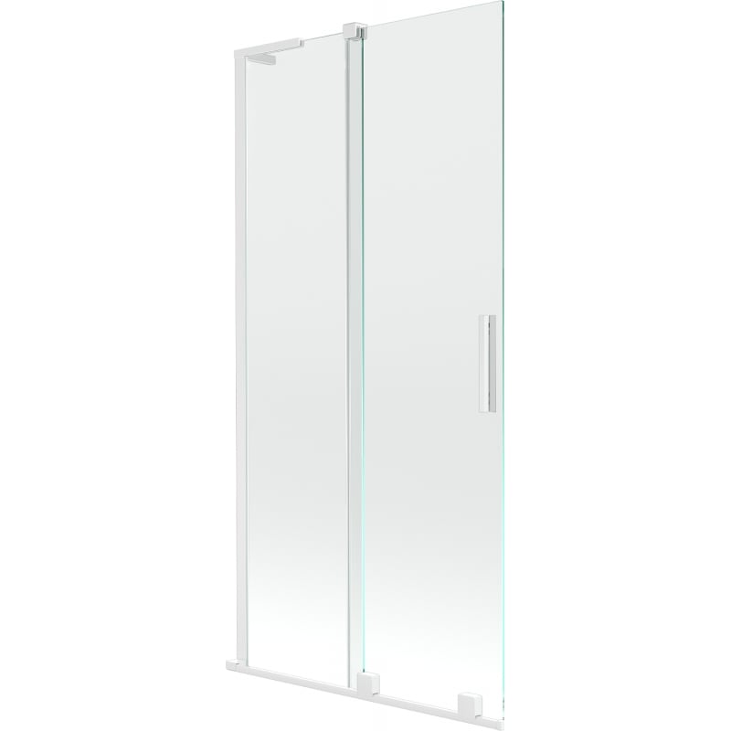 Paravan cadă Mexen Velar L cu 2 uși glisante 95 x 150 cm, transparent, alb - 896-095-003-01-20