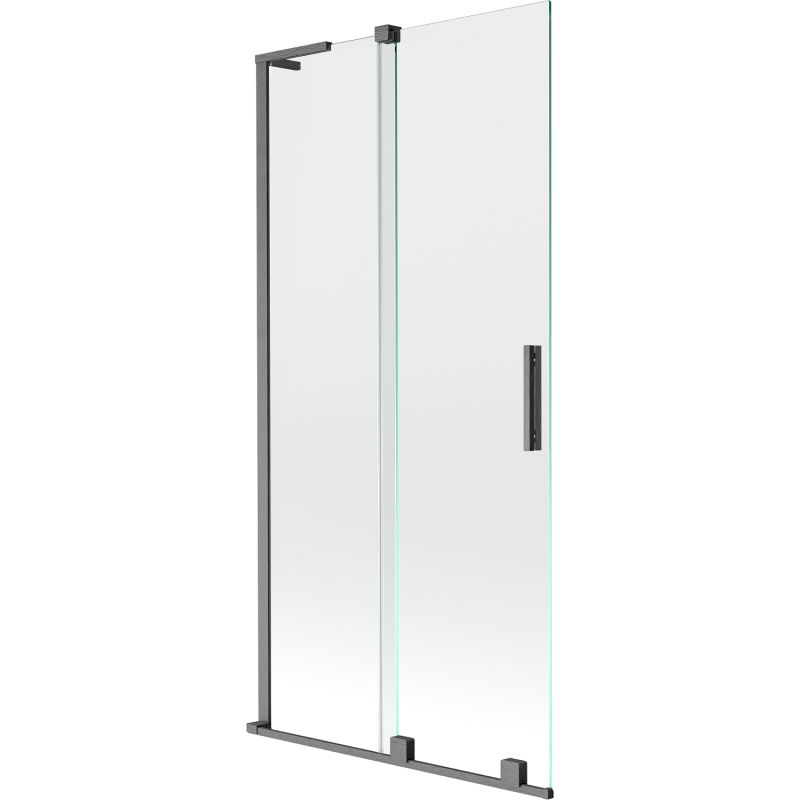 Mexen Velar L 2-szárnyas tolható zuhanyfal 95 x 150 cm, átlátszó, szálcsiszolt pisztolyszürke - 896-095-003-01-66