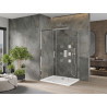 Mexen Omega 120 x 90 cm-es toló zuhanykabin, átlátszó, króm + Flat zuhanytálca - 825-120-090-01-00-4010