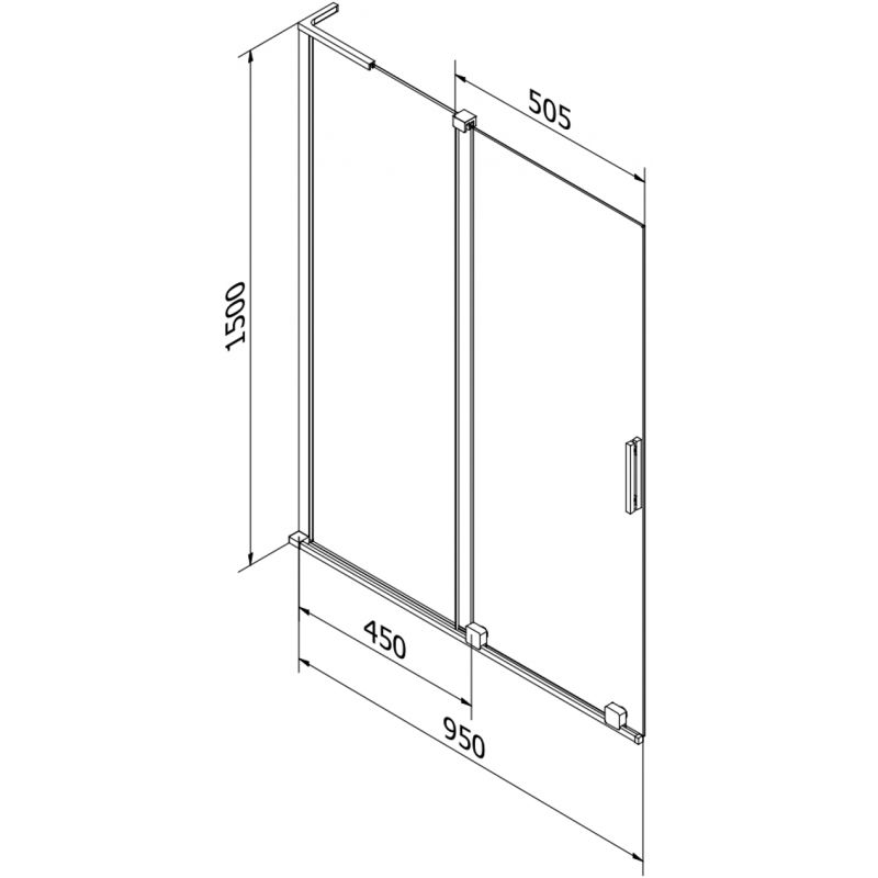 Mexen Velar L paravan de baie cu 2 uși glisante 95 x 150 cm, transparent, negru - 896-095-003-01-70