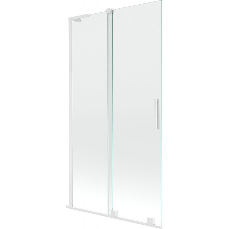 Mexen Velar L paravan de cadă pliabil, 2 canaturi, glisant, 100 x 150 cm, transparent, alb - 896-100-003-01-20