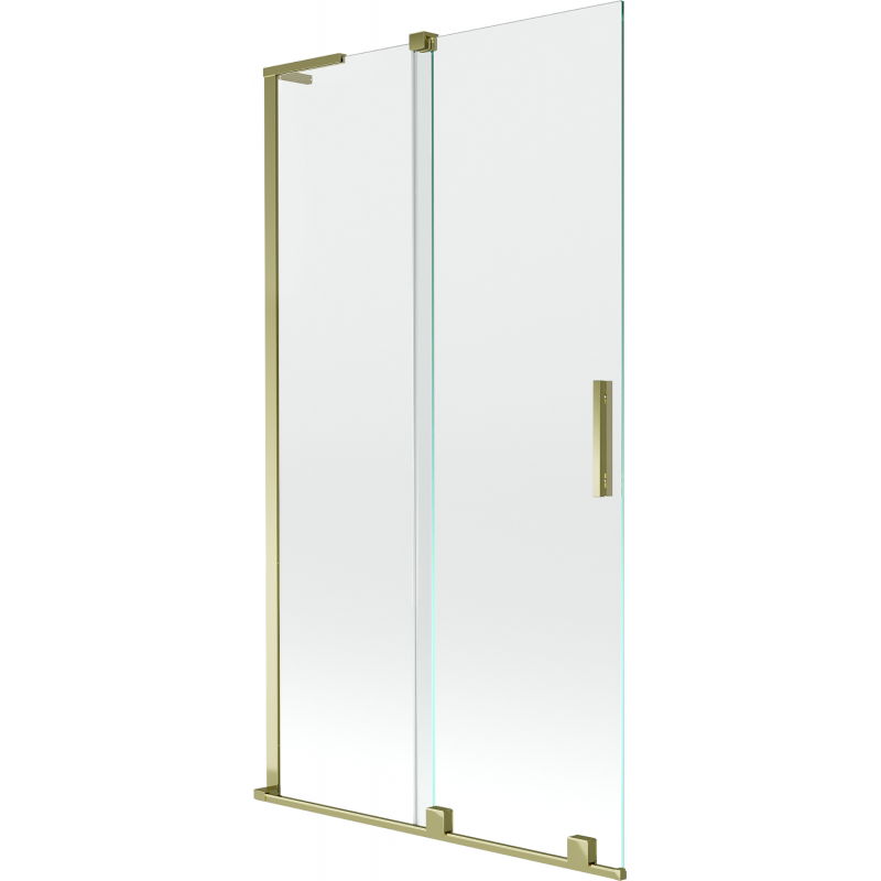 Mexen Velar L kétszárnyú toló fürdőszobai paraván 100 x 150 cm, átlátszó, arany - 896-100-003-01-50