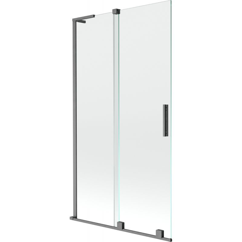 Mexen Velar L paravan pentru cadă, 2 pliuri, extensibil 100 x 150 cm, transparent, gri metalizat periat - 896-100-003-01-66