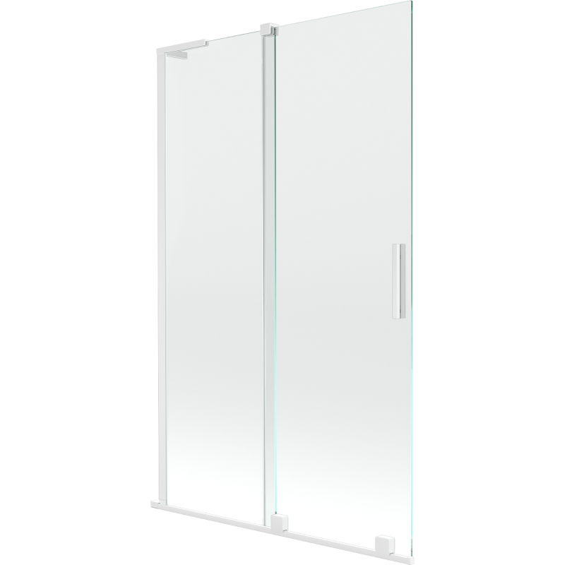 Mexen Velar L paravan de cadă glisant cu 2 aripi 110 x 150 cm, transparent, alb - 896-110-003-01-20