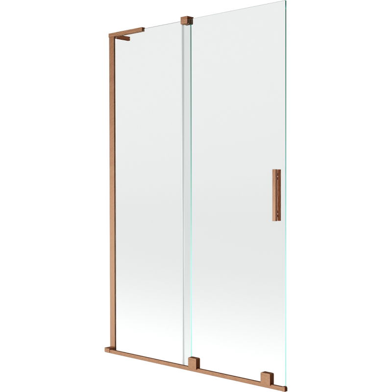 Mexen Velar L paravan de cadă de baie cu 2 canaturi glisant, 110 x 150 cm, transparent, cupru periat - 896-110-003-01-65