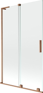 Mexen Velar L paravan cadă cu 2 aripi culisante 110 x 150 cm, transparent, cupru periat - 896-110-003-01-65