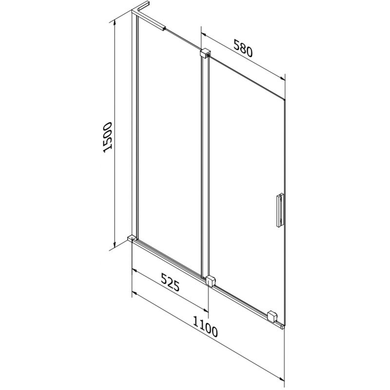 Mexen Velar L 2-szárnyú tolófürdőszobai paraván 110 x 150 cm, átlátszó, kefélt réz - 896-110-003-01-65
