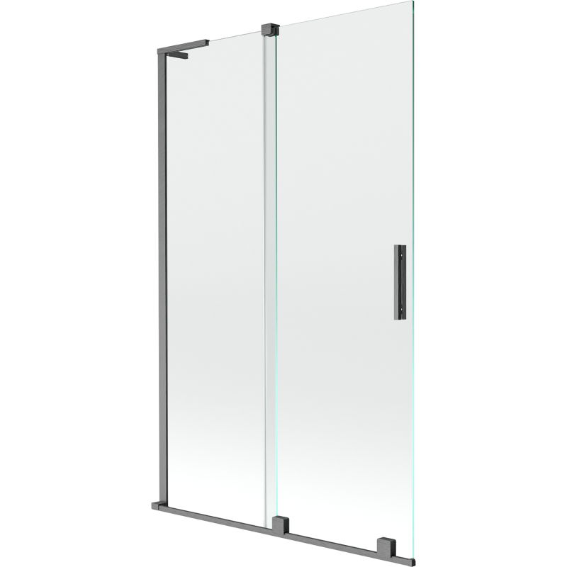 Mexen Velar L kádparaván kétszárnyú toló 110 x 150 cm, átlátszó, gun gray kefélt - 896-110-003-01-66
