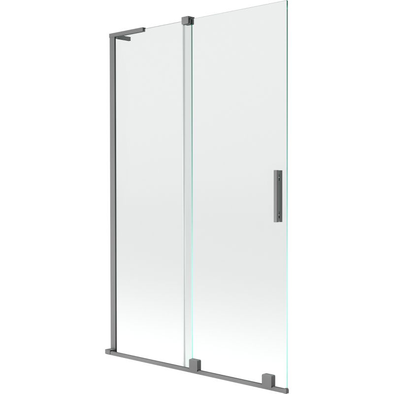 Mexen Velar L 2-szárnyú, toló kádparaván 110 x 150 cm, átlátszó, gunmetal - 896-110-003-01-95