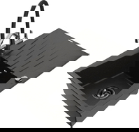 Mexen Cesar chiuvetă de granit cu 1 compartiment cu scurgător și baterie de bucătărie Duo, negru/auriu metalic