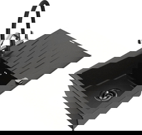 Mexen Cesar egykamrás gránit mosogató csepegtetővel és Duo konyhai csapteleppel, fekete/arany metál - 6514-75-671701-07-B