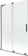Mexen Velar L 2 szárnyú toló zuhanyfal 120 x 150 cm, átlátszó, szálcsiszolt fegyverszürke - 896-120-003-01-66