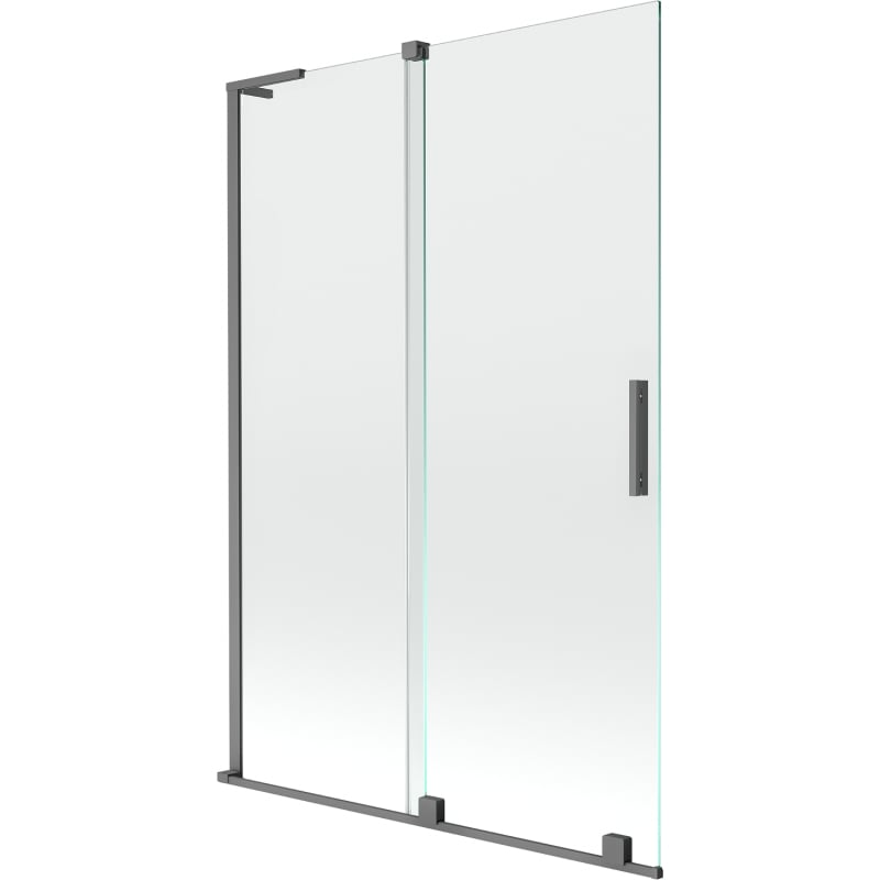Mexen Velar L fürdőkád paraván 2-szárnyas toló 120 x 150 cm, átlátszó, gun metal - 896-120-003-01-95