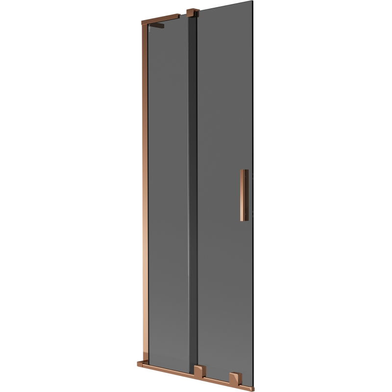 Paravan cadă extensibil Mexen Velar L cu 2 panouri, 75 x 150 cm, grafit, aur roz - 896-075-003-41-60