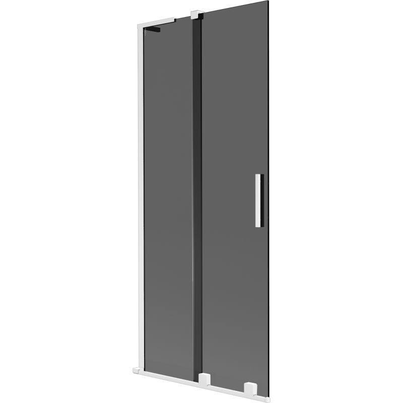 Mexen Velar L paravan de cadă cu 2 canaturi glisante 80 x 150 cm, grafit, alb - 896-080-003-41-20
