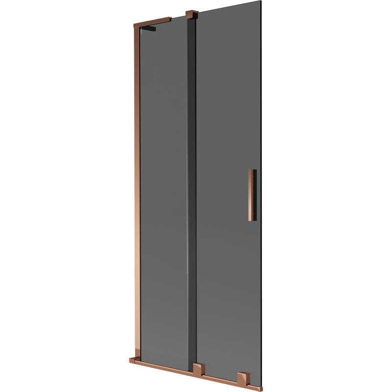 Mexen Velar L paravan de baie 2-paneluri glisant 80 x 150 cm, grafit, aur roz - 896-080-003-41-60